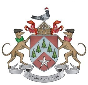 The Whippet Inn York's best steak house coat of arms logo with a Christmas theme